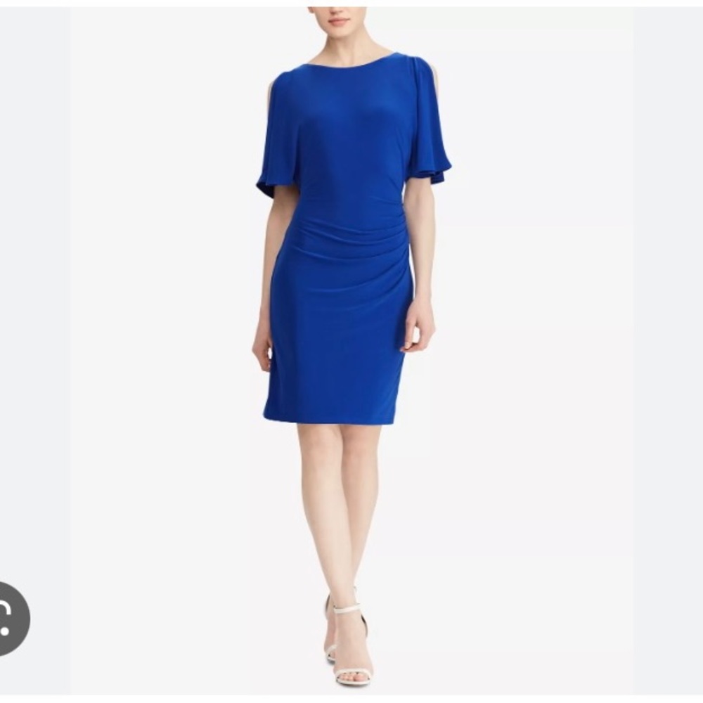 Ralph Lauren Size 2 Blue Jersey Cold Shoulder Dress